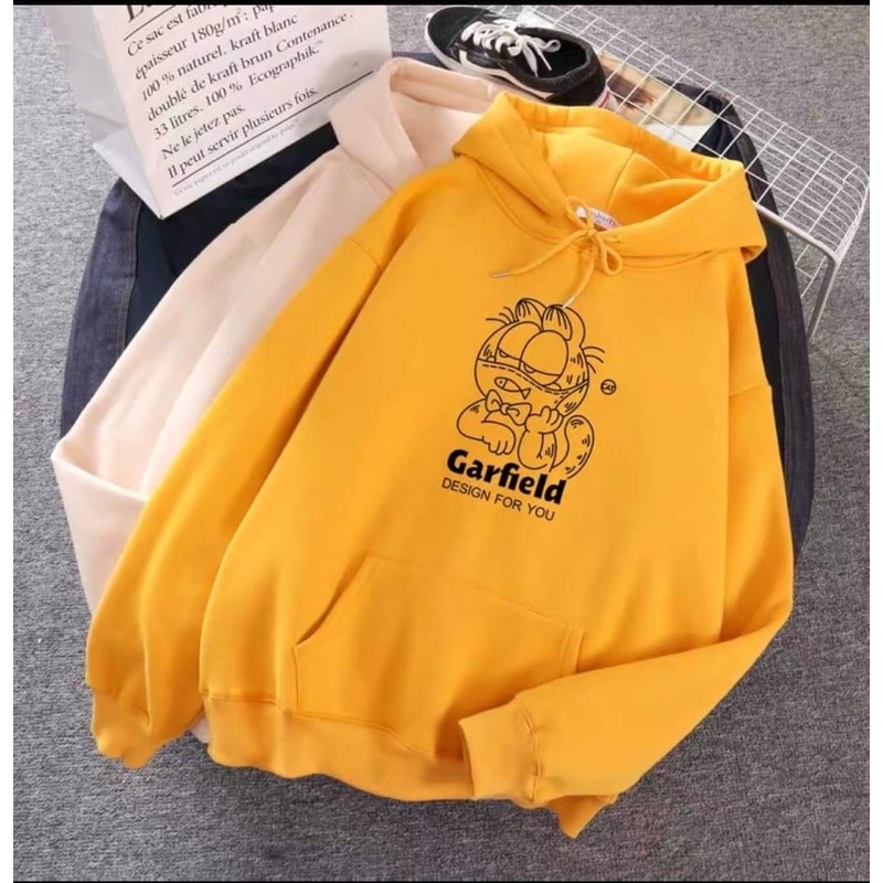 áo hoodie nỉ mèo ngủ gật garfield, áo hodie nỉ bông