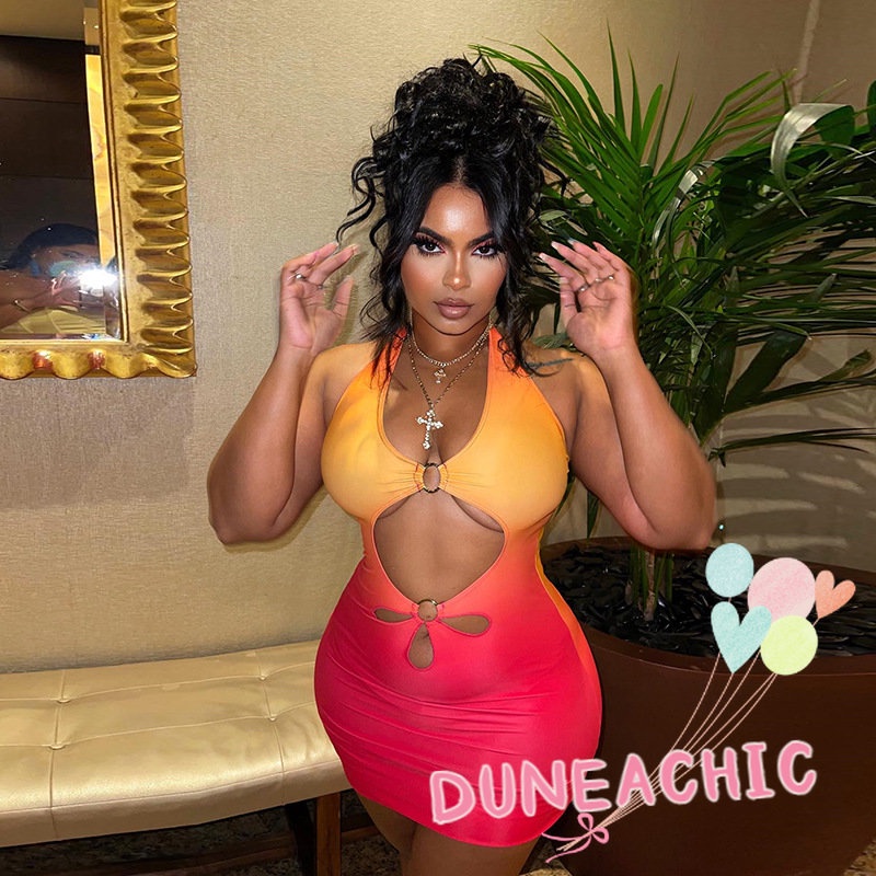 DUNEA Đầm không tay dáng ôm thiết kế hở lưng quyến rũ