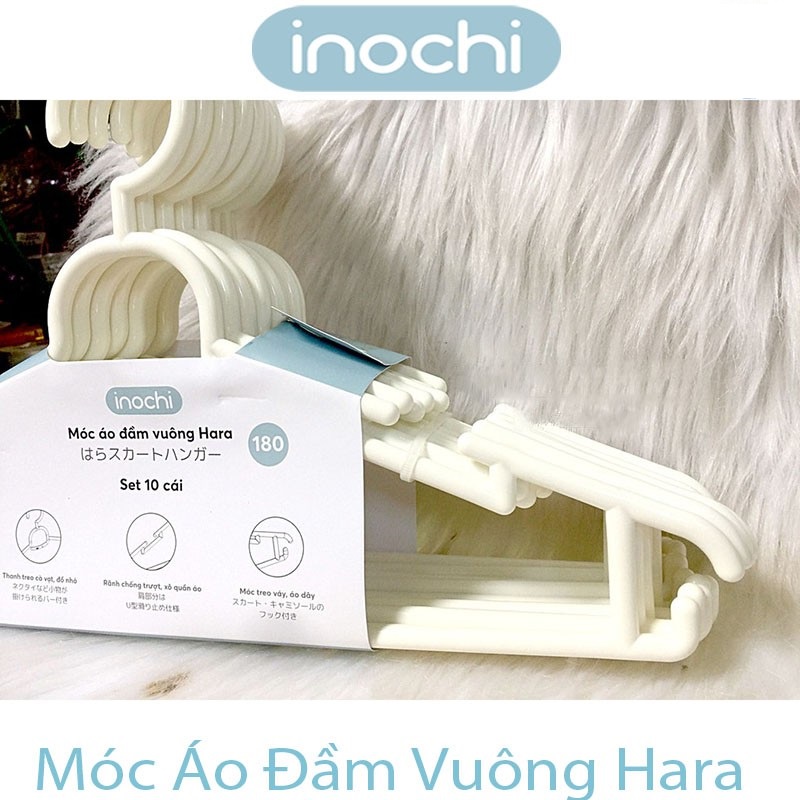 [Set 10] Móc Quần Áo Nhựa Người Lớn Hara 180 Tiện Lợi, Móc Áo Đầm Vuông Cao Cấp Inochi