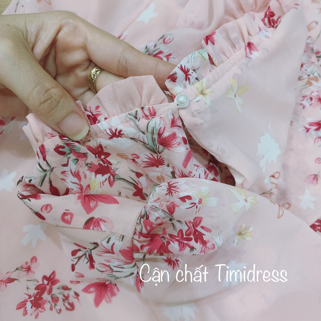 Váy hoa nhí, đầm babydoll tay dài , dáng xuông voan 2 lớp dễ thương DAM0201