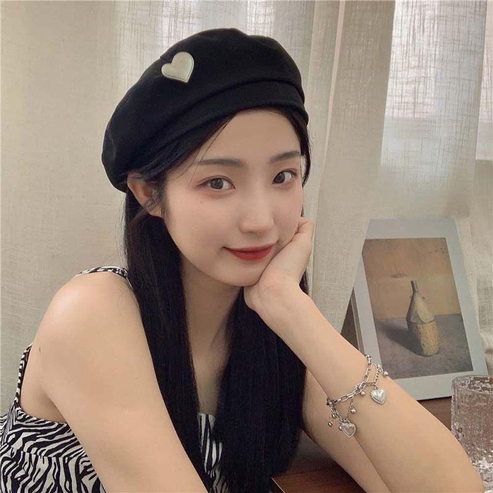 Mocho Nón Beret Họa Sĩ Anh Quốc Trái Tim Giữ Ấm Mùa Đông Chống Gió Ngoài Trời Cho Nữ