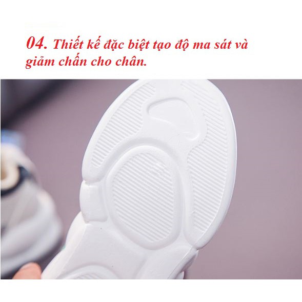 Giày thể thao bé gái 2 - 9 tuổi phong cách tạo điểm nhất tăng sự cá tính cho bé CG23-Trắng kem