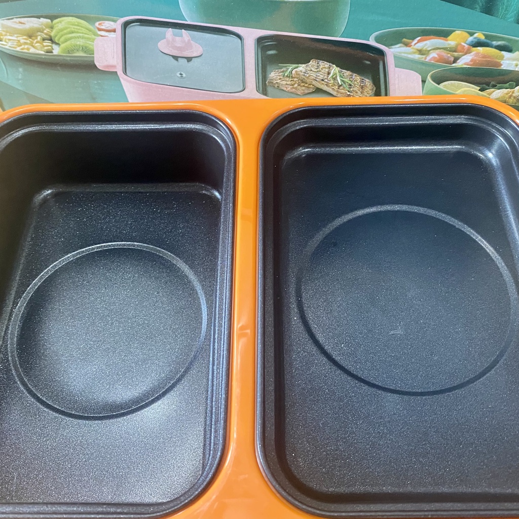 Bếp Lẩu Nướng Mini 2 Ngăn SHANBAN Cao Cấp 2 In 1 Siêu Chống Dính, Đa Năng, Tiện Lợi, Có Bảo Hành
