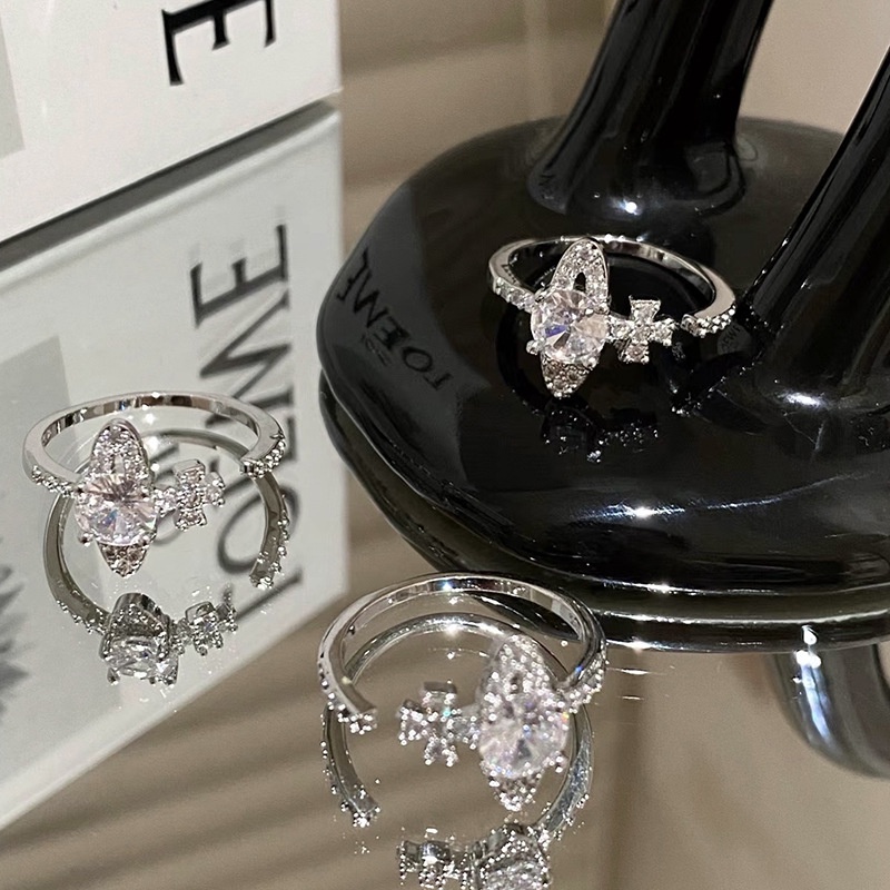 Nhẫn Hở Đính Đá Zircon Hình Hành Tinh Thời Trang Ngọt Ngào