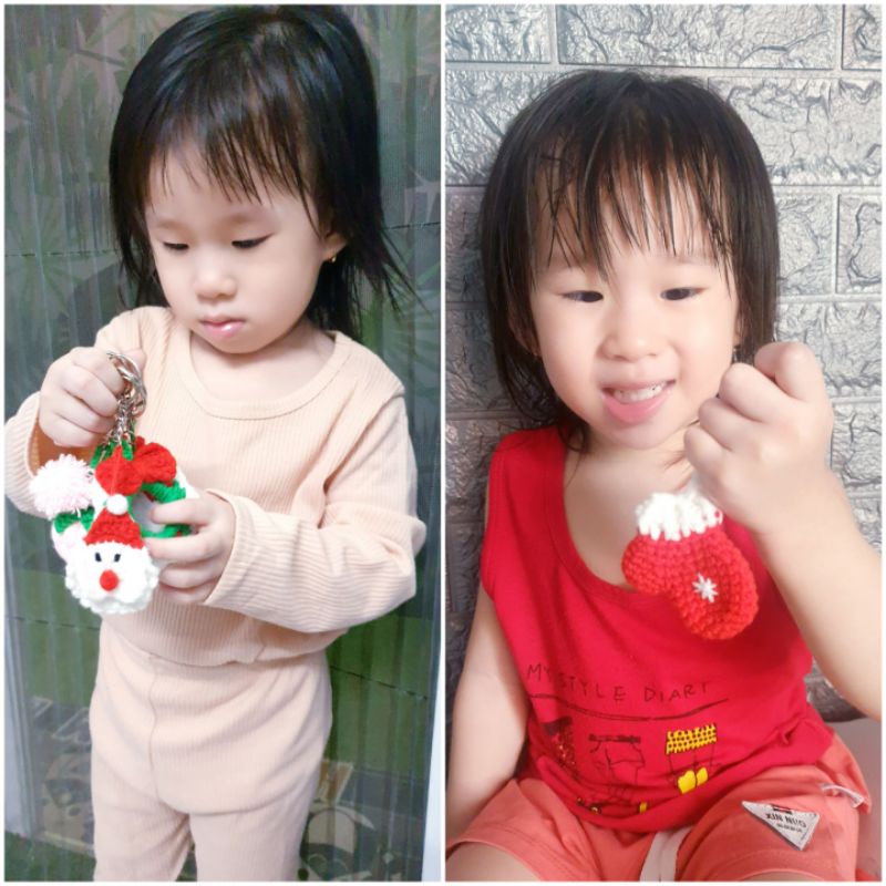 Trang Trí Noel bằng len.Nhiều mẫu. Ảnh chụp thật sản phẩm.Móc khóa Noel.