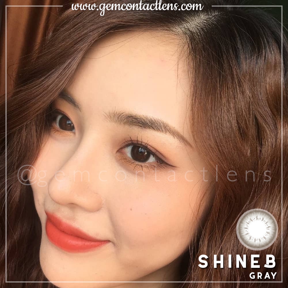 Áp Tròng Không Giãn SHINE B GRAY Hsd 3-6 Tháng OLENS KOREA Lens Xám Tự Nhiên Có Lệch Đi Học Đi Làm Phù Hợp Mắt Nhạy Cảm