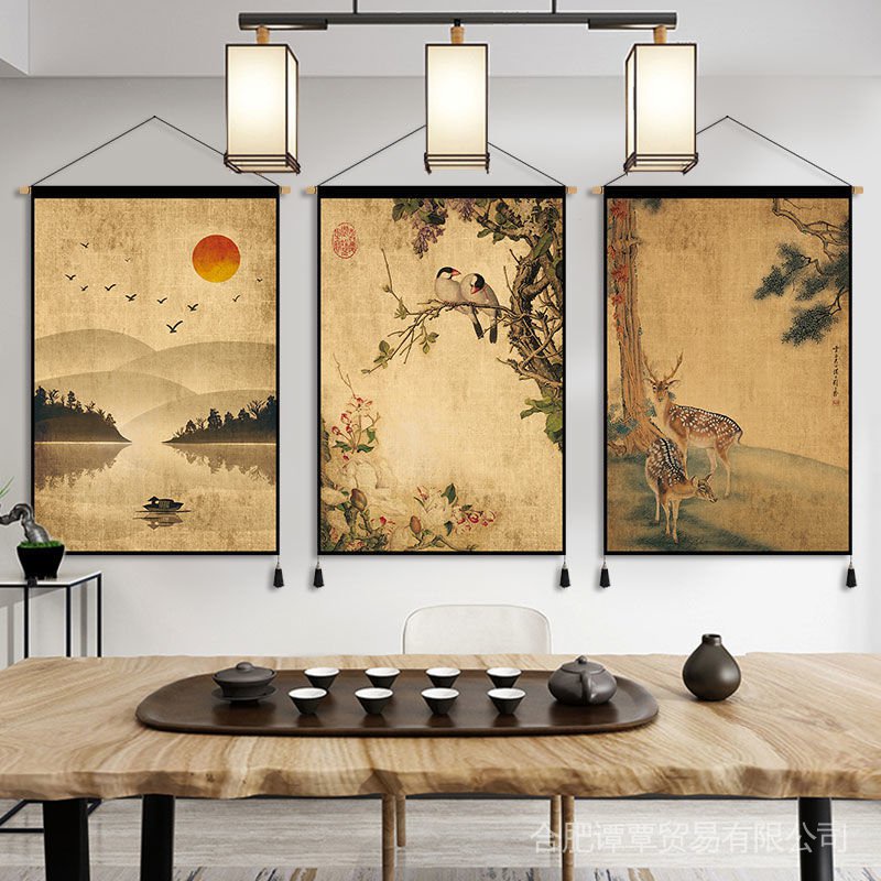 Tranh Vải Treo Tường Phong Cách Trung Hoa Retro Độc Đáo