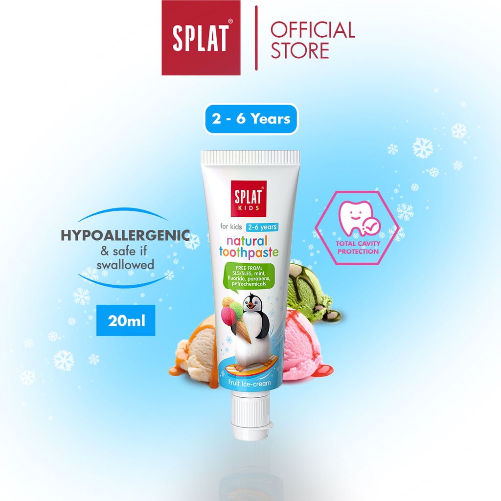 Kem Đánh Răng Cho Bé Từ 2-6 Tuổi SPLAT Kids Hương Trái Cây Bảo Vệ, Củng Cổ Men Răng An Toàn Hiệu Quả Dung Tích 20ml