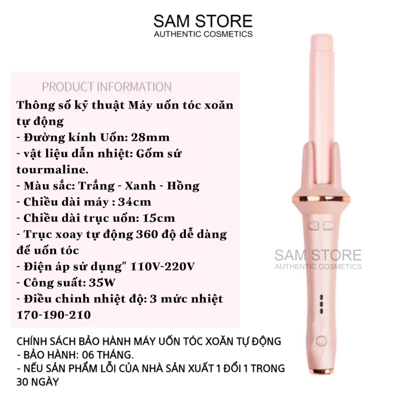 Máy uốn tóc xoăn tự động Size 28 tạo kiểu tóc xoăn tự nhiên Hàn Quốc siêu dễ dàng
