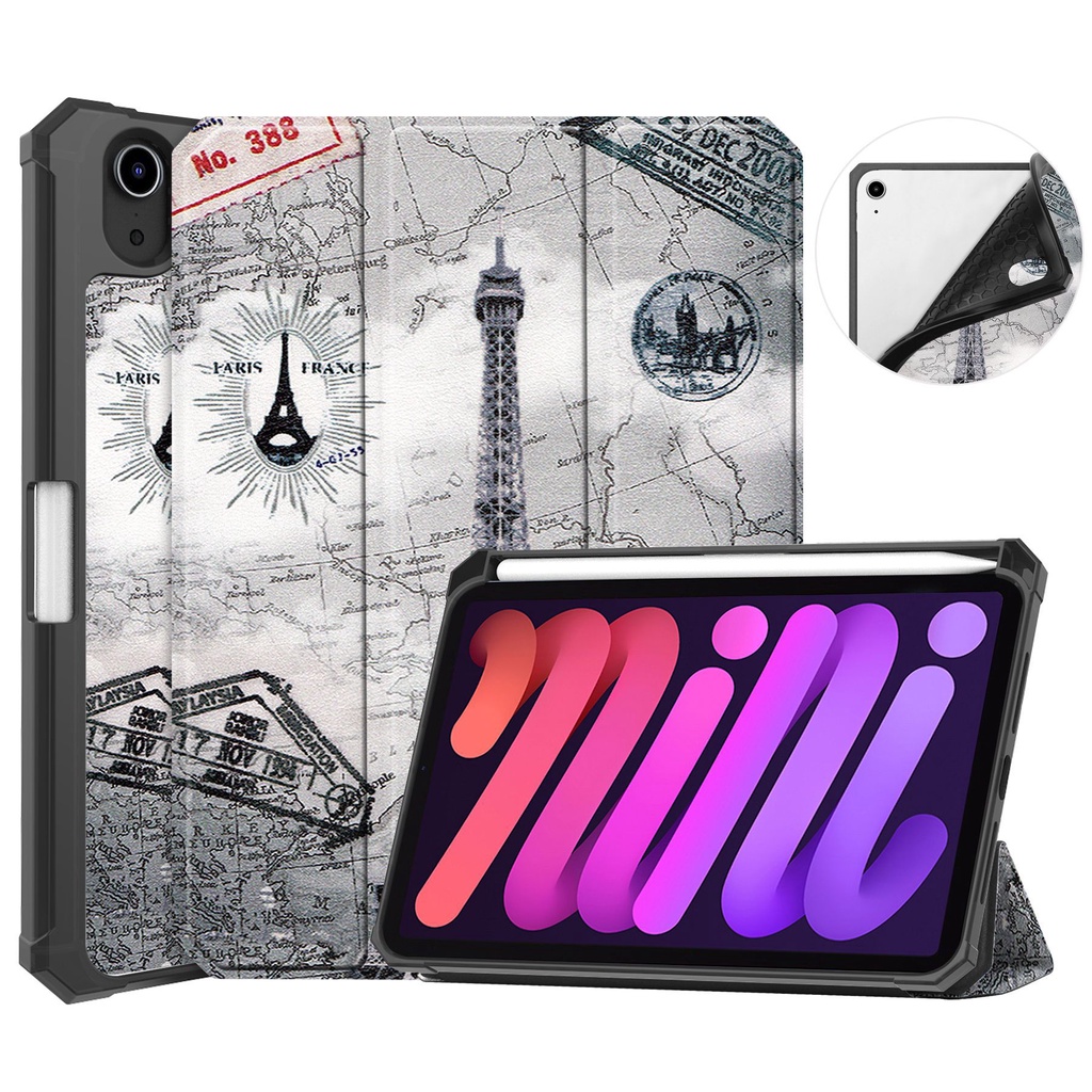 Bao Da Máy Tính Bảng Từ Tính Chống Sốc Có Ngăn Đựng Bút Cho 2021 ipad mini6/8.3 inch