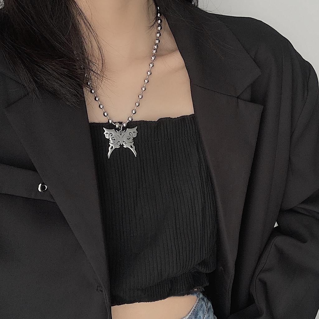 Dây chuyền ngắn mặt hình bướm phong cách hip hop 2020 hàng mới dành cho bạn nữ
