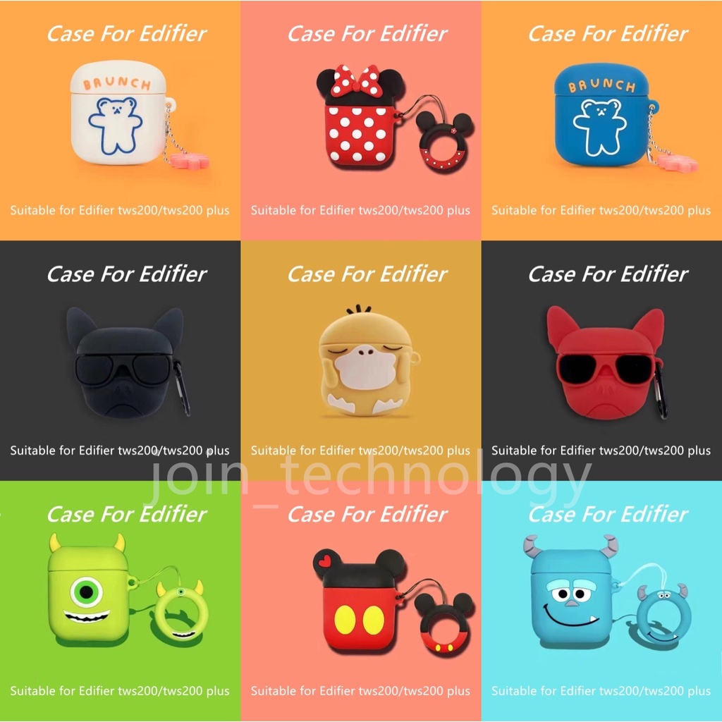 EDIFIER Vỏ bảo vệ hộp sạc Tai nghe không dây tws200/tws200 plus bằng silicon họa tiết hoạt hình dễ thương