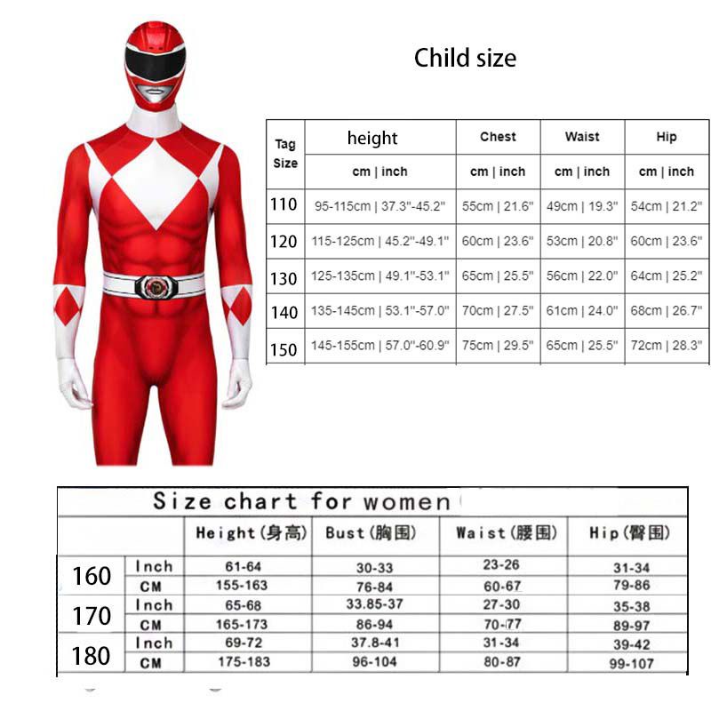 Bộ Áo liền quần Hóa Trang Siêu Anh Hùng Power Rangers Dành Cho Trẻ Em Và Người Lớn
