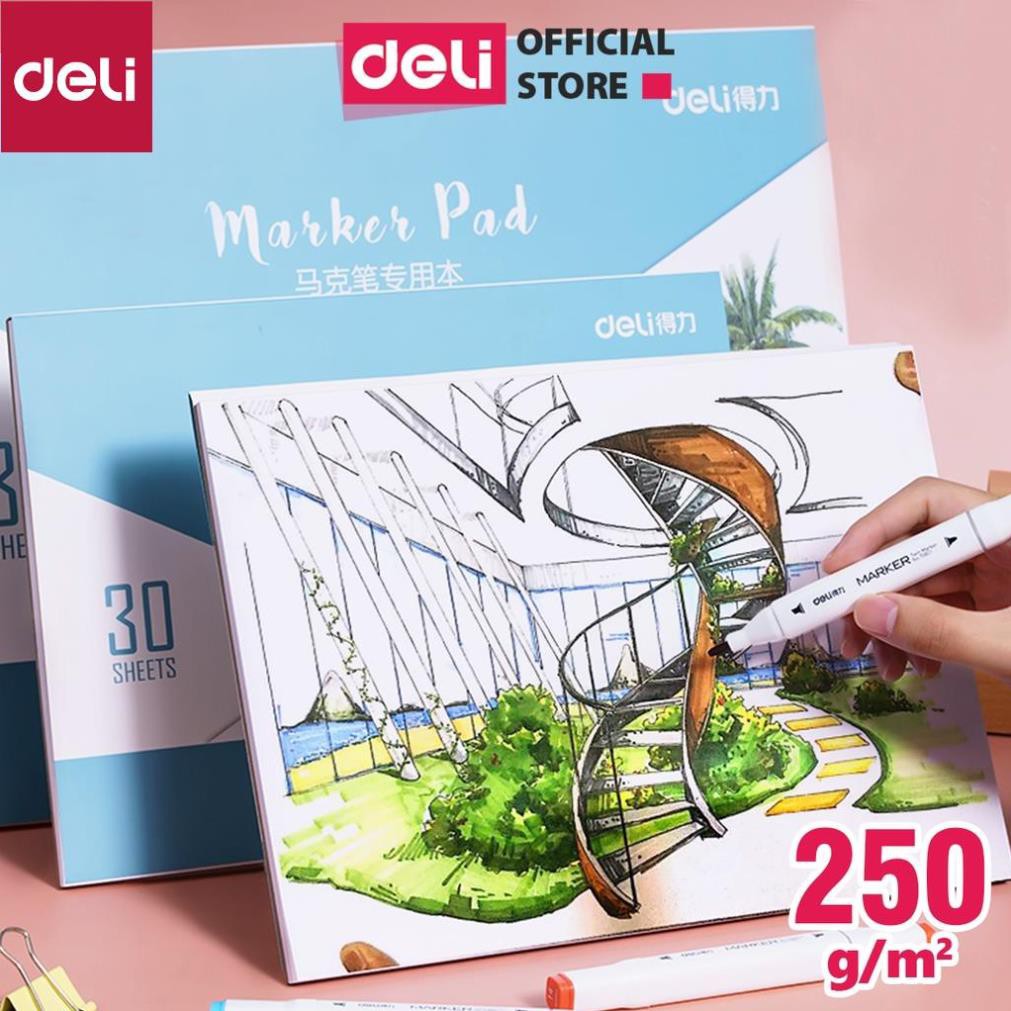 Giấy vẽ màu marker chuyên dụng Deli - 30 tờ 110gsm  - 73609 / 73610 [Deli]