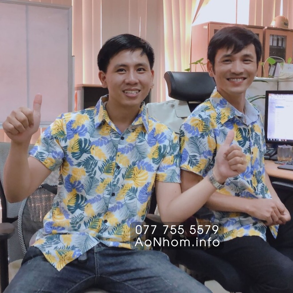 Áo Sơ Mi Đi Biển Nhóm Hoạ Tiết Có Bigsize ★ Lá vàng, Lá xanh #02 | BigBuy360 - bigbuy360.vn