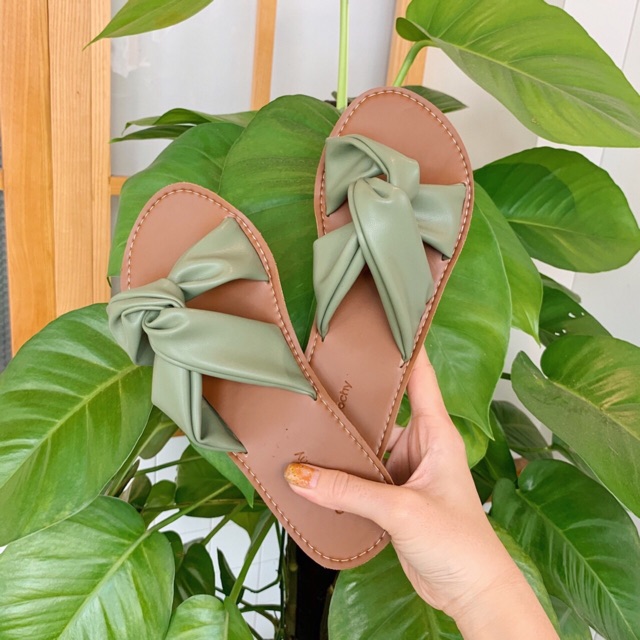 Dép bảng chéo quai nhún da mềm