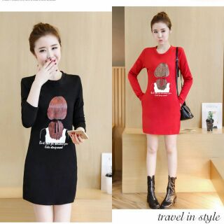 Đầm suông cô gái tay dài