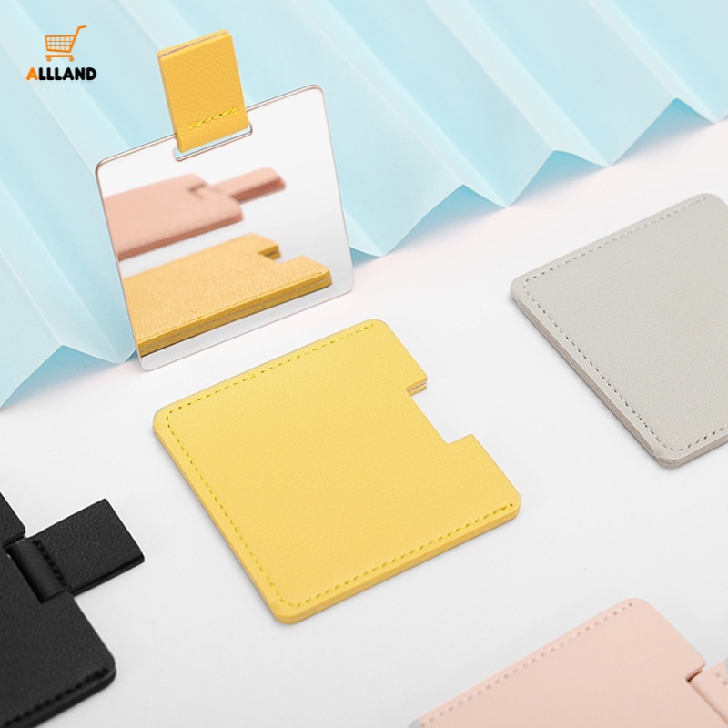 Gương Trang Điểm Siêu Mỏng Hình Vuông Bằng Thép Không Gỉ Bọc Da PU