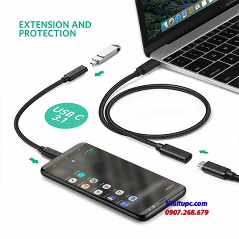 Cáp USB-C nối dài 50cm Ugreen 40574