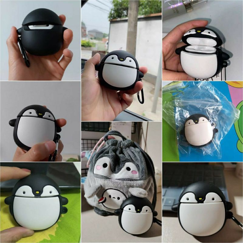 Case bảo vệ Airpods Pro/1/2/ Huawei Freebuds 3 chim cánh cụt bắc cực đen ghi/ hải cẩu/ hải ly