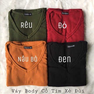 VÁY BODY CỔ TIM XẺ ĐÙI