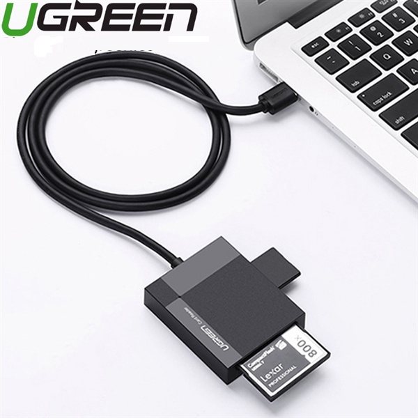Đầu đọc thẻ USB 3.0 hỗ trợ thẻ TF/SD/CF/MS dài 0.5m UGREEN 30229 30333 - Hàng Chính Hãng