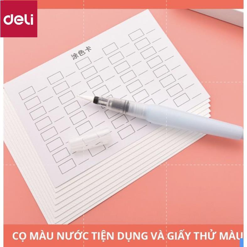 Bộ màu nước dạng nén Deli - 8 phụ kiện đi kèm - hộp sắt - 24 màu - 73876 [Deli]