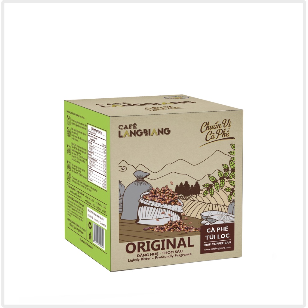 Cafe Langbiang Original túi lọc, 12g x 10 gói, hộp