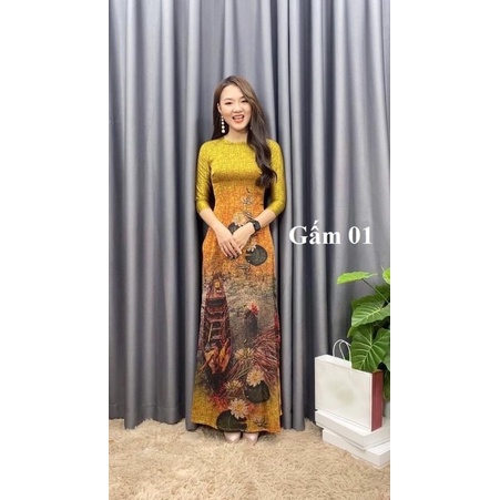 Áo dài 3D lụa Gấm cao cấp