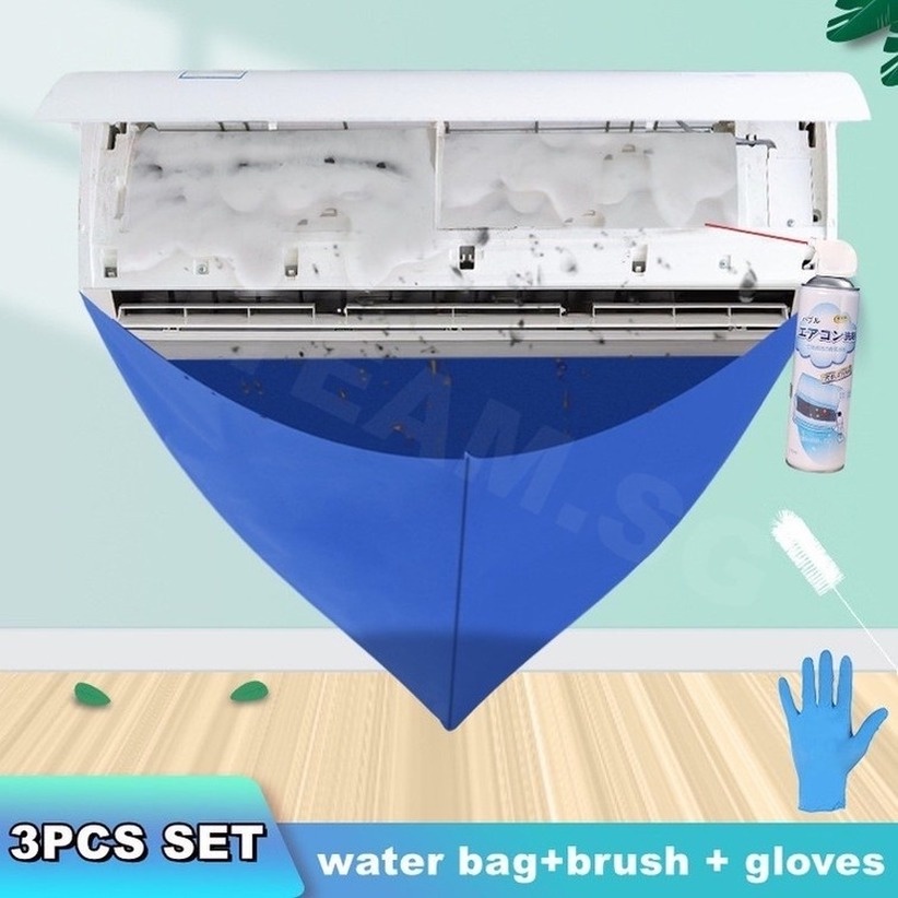 [Tặng dây xỏ]Túi vệ sinh máy lạnh treo tường - Áo bọc hứng nước rửa điều hòa VẢI DÙ CHỐNG THẤM CAO CẤP có ống xả nước thải