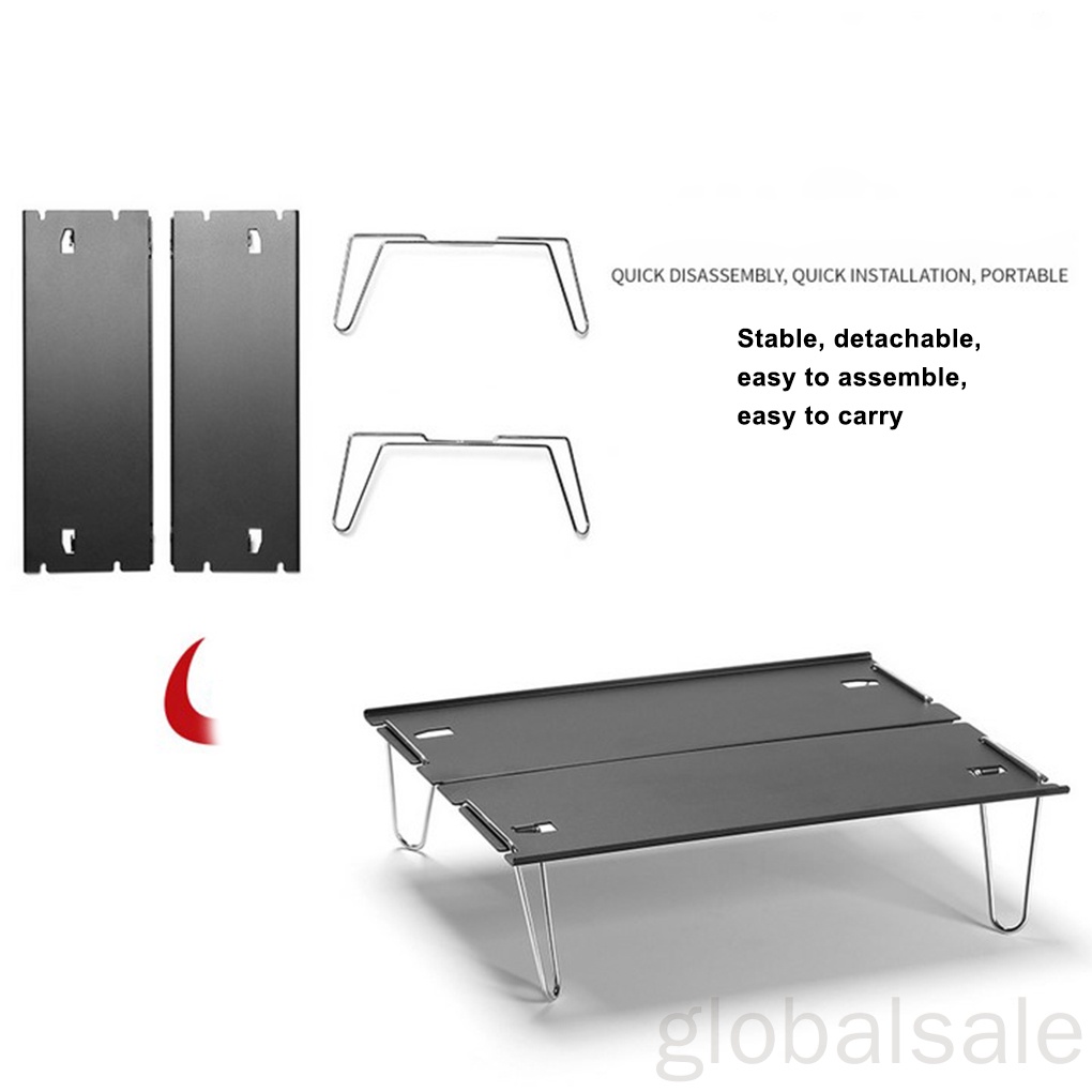 Bàn kim loại mini màu đen có thể gấp gọn tiện dụng mang theo du lịch cắm trại