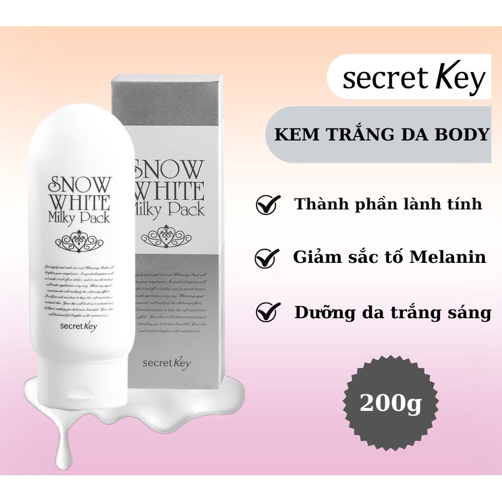 Kem tắm trắng body và mặt Snow White Milky Pack - 200ml.