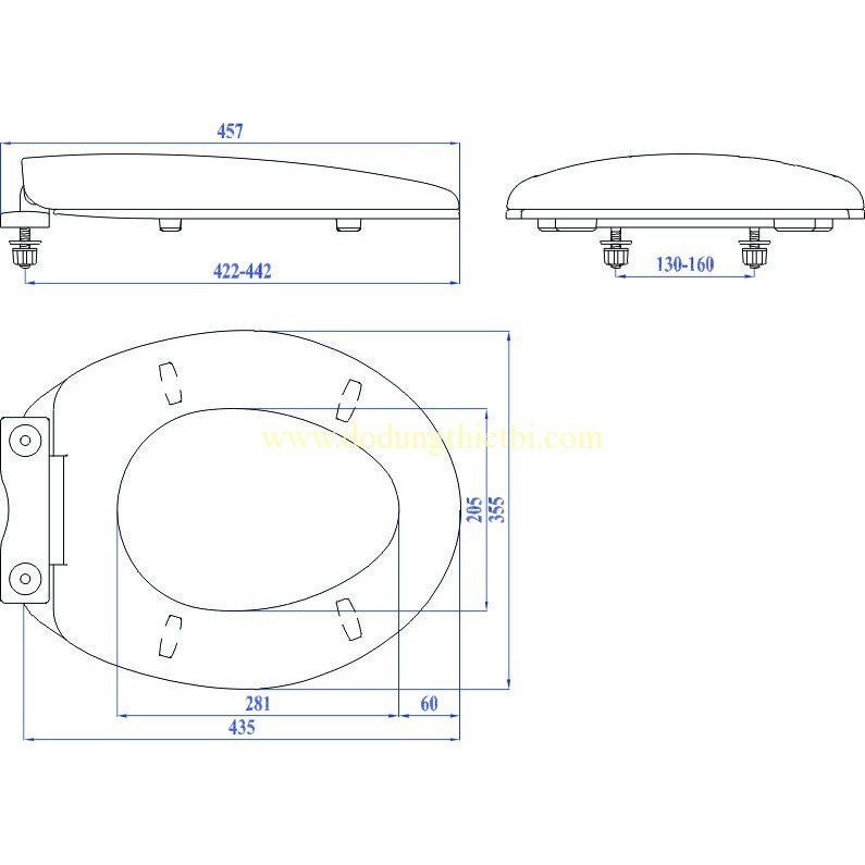 Nắp nhựa màu xanh cốm rơi êm cao cấp thay thế cho các loại bồn cầu INAX thân ngắn 117-108