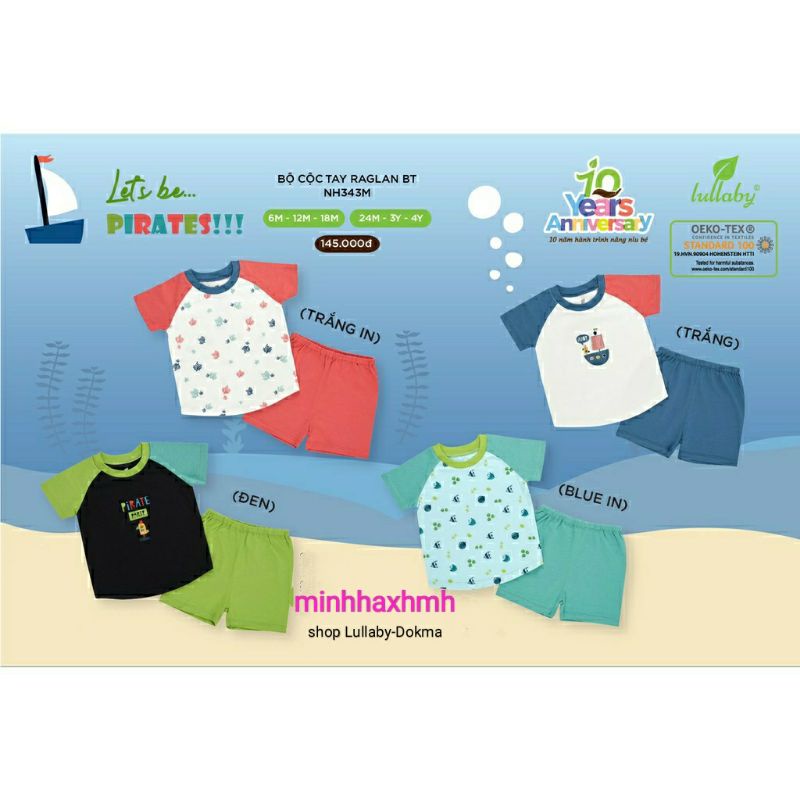 Bộ cộc tay BÉ TRAI Lullaby RAGLAN cực đẹp HÈ 2022