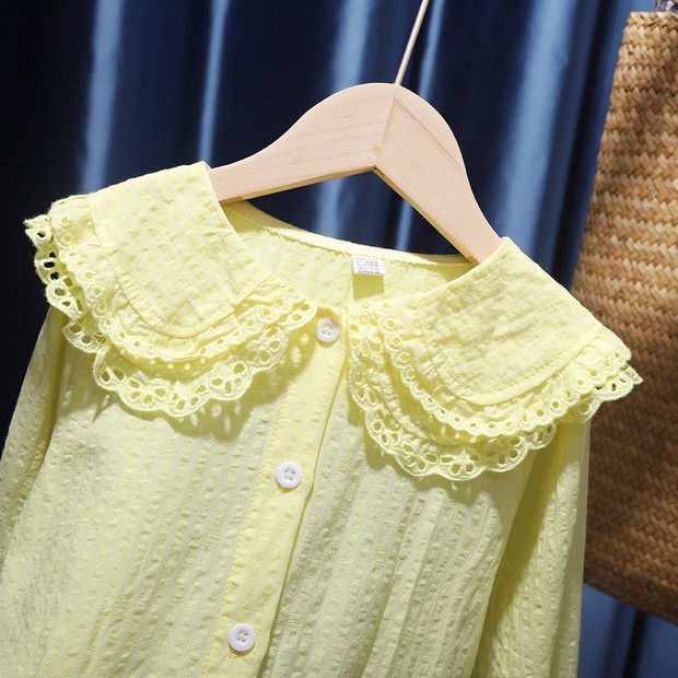 Áo sơ mi trắng vải Cotton kiểu Hàn Quốc thời trang mùa thu cho bé gái