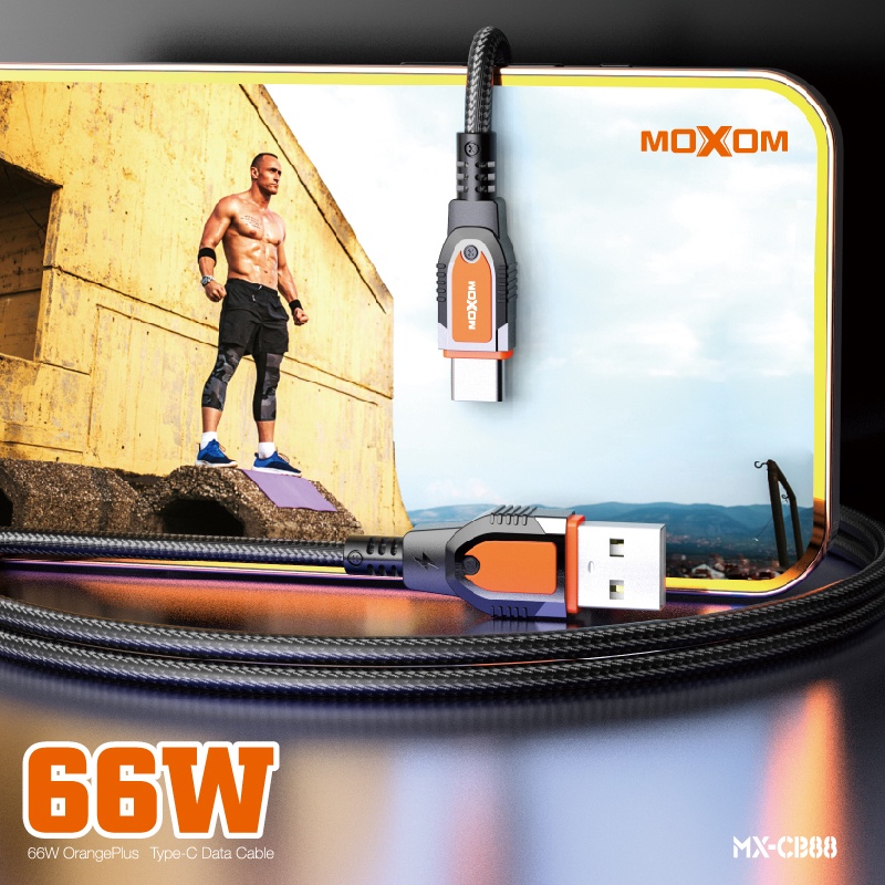Dây sạc Type-C chính hãng MOXOM CB88 5A 66W, hỗ trợ sạc QC 4.0, VOOC, QC 3.0 dùng cho Samsung Oppo Xiaomi Redmi , dài 1m