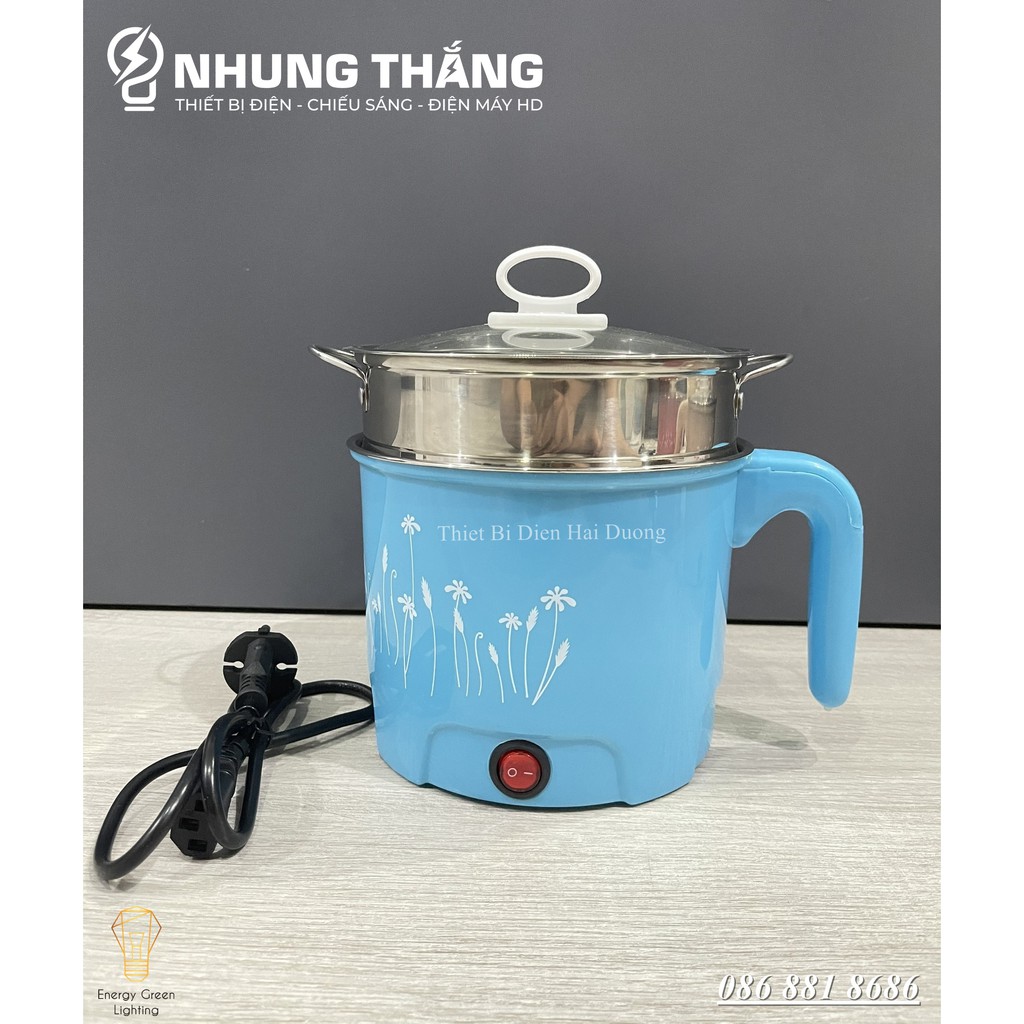 Nồi nấu mì siêu tốc, nồi lẩu điện mini 1-2 người ăn 1,8L size 18cm Lòng nồi inox an toàn LD-182 - Bảo hành đổi mới 1 năm