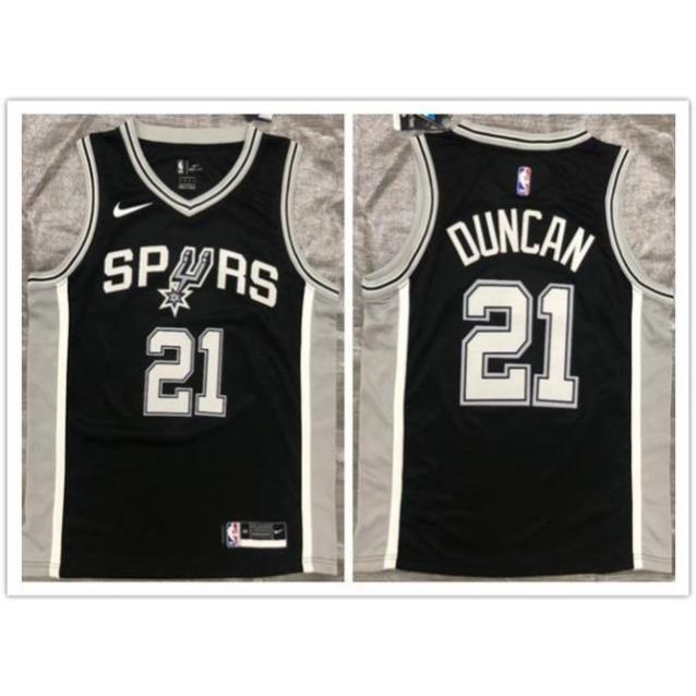 Áo Đấu NBA San Antonio Spurs 21 # Duncan Thể Thao Bóng Rổ Thông Thường Màu Đen Mới 2021 ❕ ! 🥇