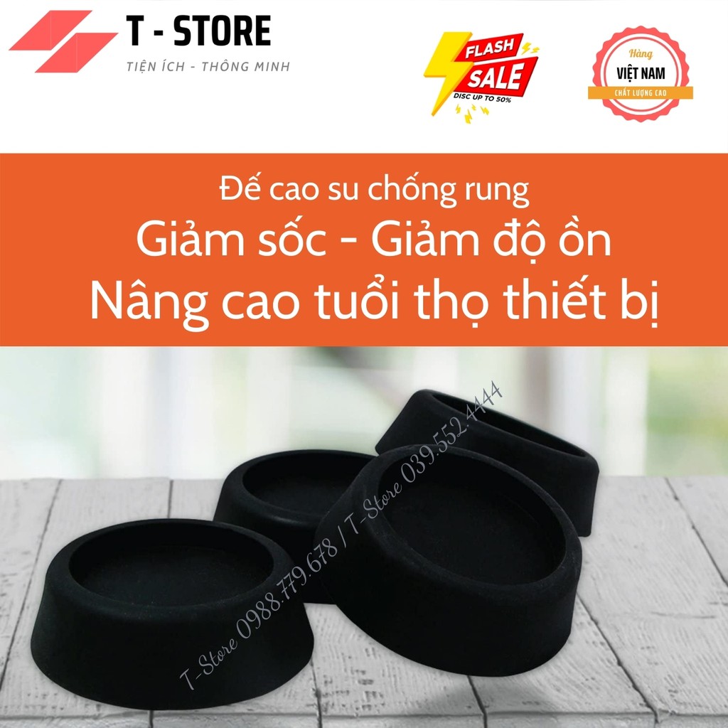 Bộ 4 chân kê cao su T-Store xuất khẩu - Chân đế chống rung, chống ồn máy giặt, máy sấy