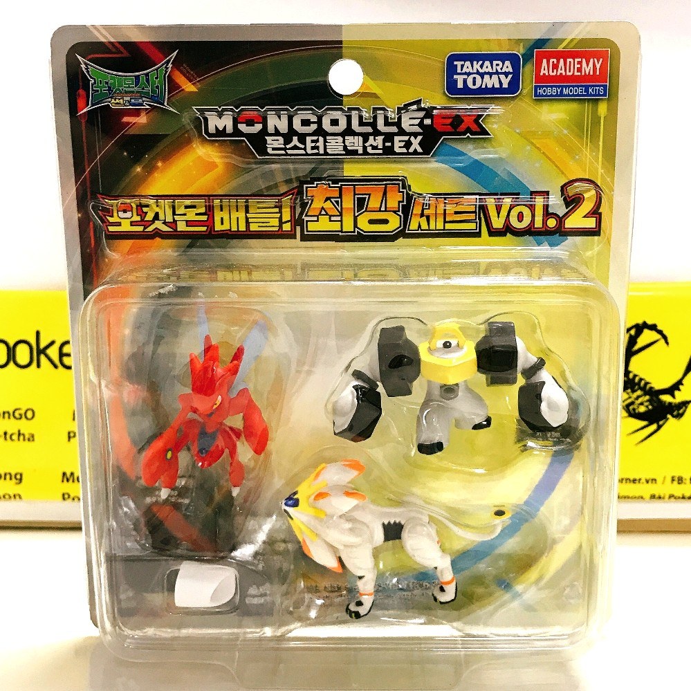 [Hiếm] Mô Hình Pokemon Scizor Melmetal Solgaleo -Hệ Thép Battle Strongest Set Vol 2 Takara TOMY Standard Size PokeCorner