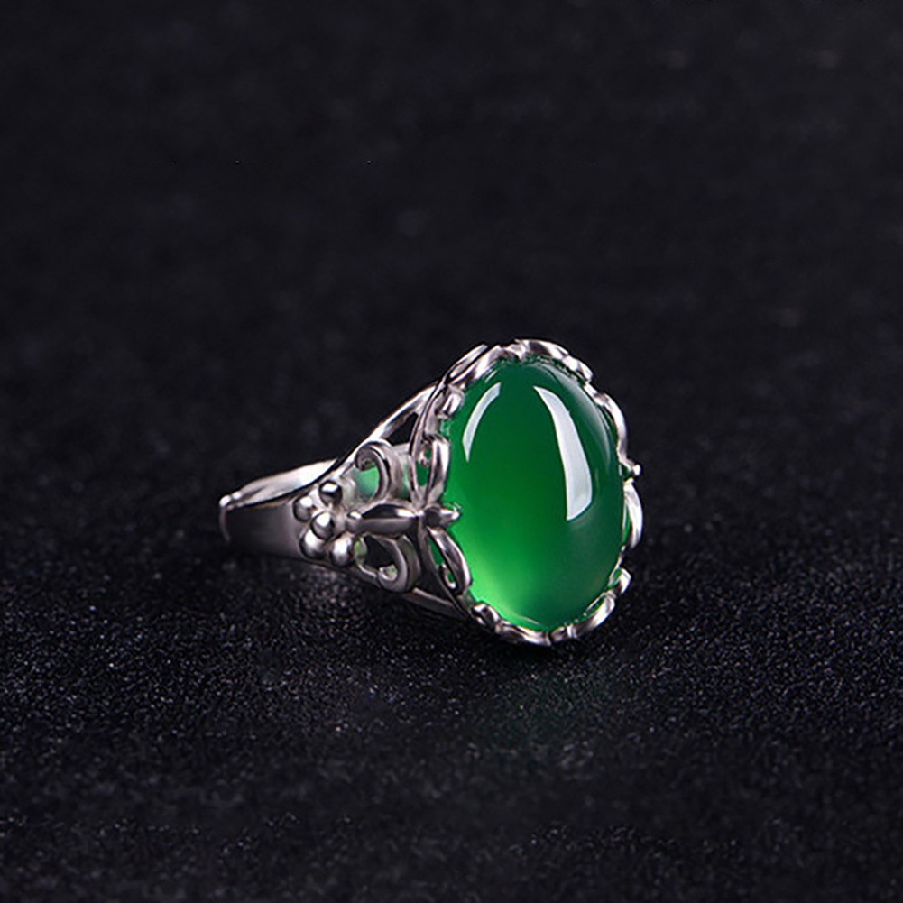 Nhẫn đính đá ngọc lục bảo nhân tạo phong cách vintage thời trang cho nữ