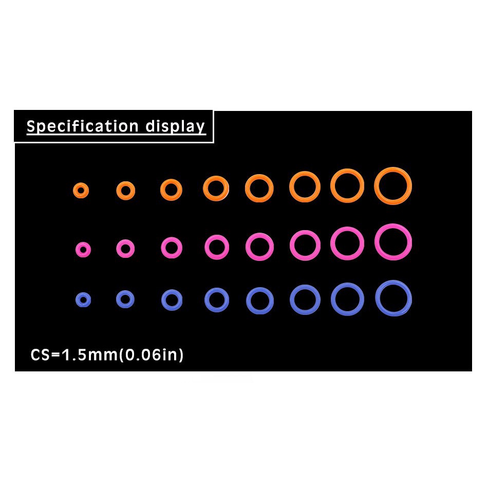 Bộ 10 Vòng Đệm Cao Su Silicon Tròn Dày 1.5mm OD 5 / 6 / 7 / 8 / 9 / 10 / 11 / 12 * 1.5mm