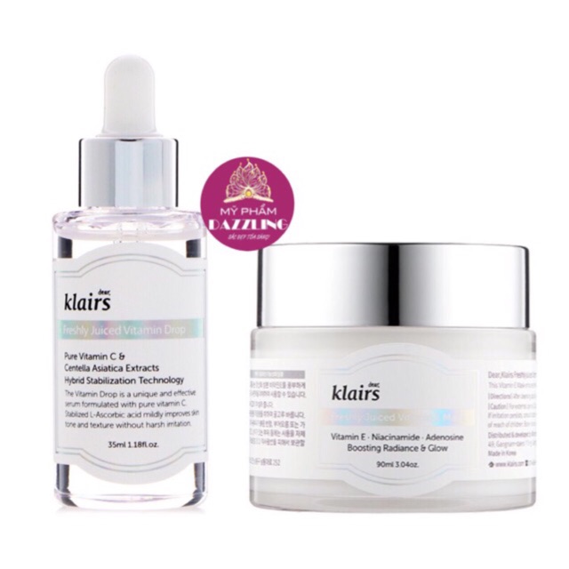 [Mã 2611TIEUDUNG100K giảm 8% đơn 500K] COMBO Serum Vitamin C + Kem Dưỡng Klairs Freshly Juiced Vitamin E Chính Hãng