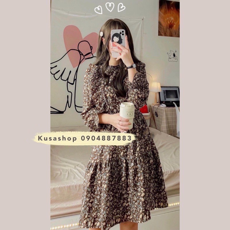 Đầm - Váy hoa nhí lụa Hàn Lolita Ulzzang (hình thật/ sẵn)