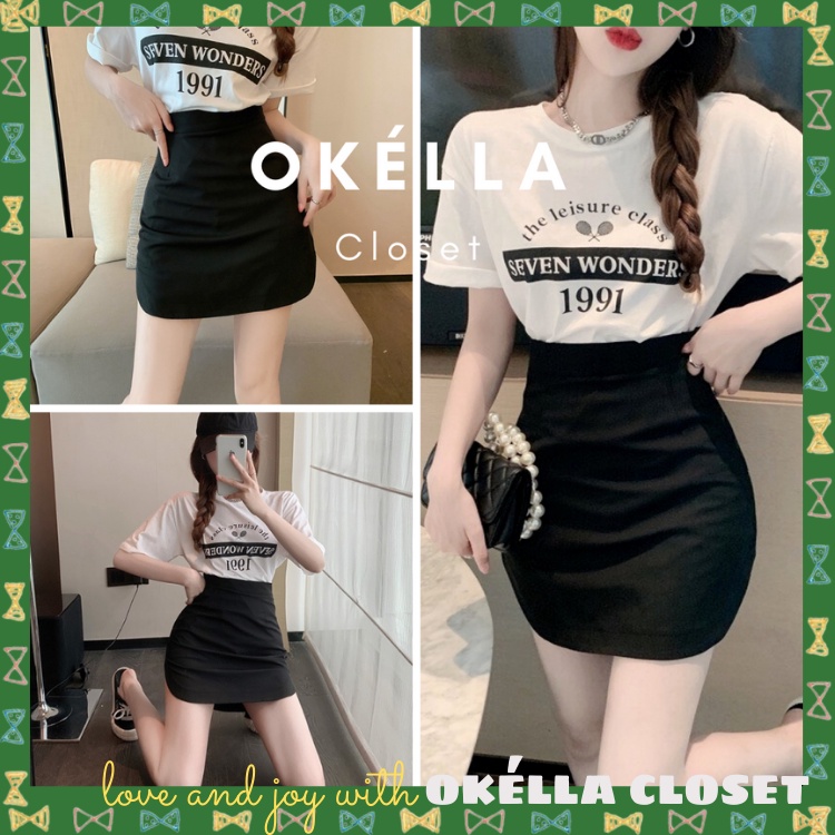 Chân váy nữ chữ A dáng ngắn, chân váy nữ lưng cao chất Umi co giản nhẹ Okélla