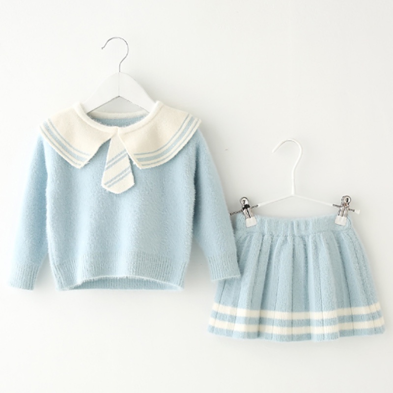 BEAR LEADER Set Đồ 2 Món Có Áo Len Thời Trang Mùa Đông Họa Tiết Gấu Dành Cho Bé Gái