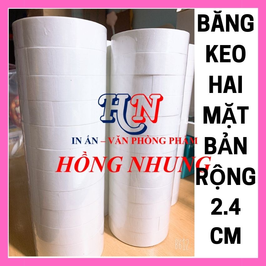 12 Cuộn Băng Keo Hai Mặt, Bản Rộng 2.4 P, Băng Keo 2 Mặt Siêu Dính