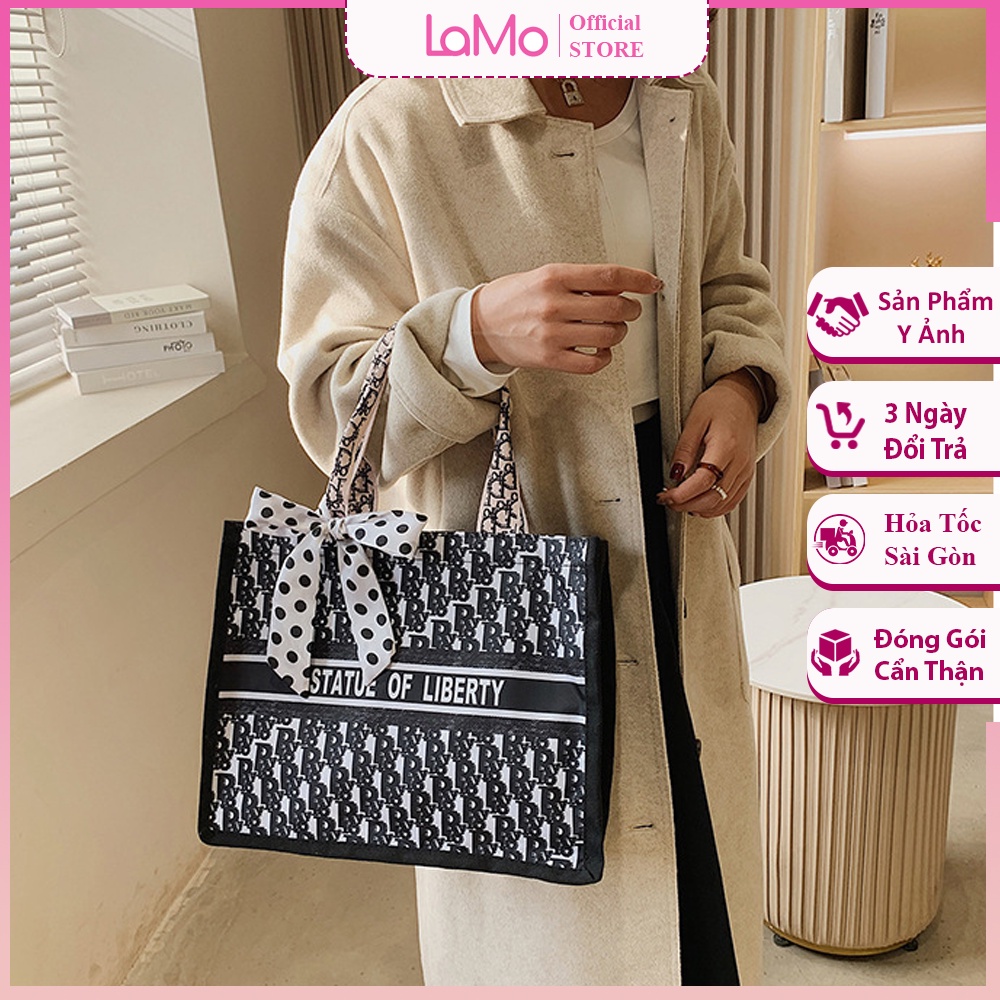 Túi Xách Nữ Công Sở,Giỏ xách họa tiết thổ Cẩm Dior Tặng Kèm khăn