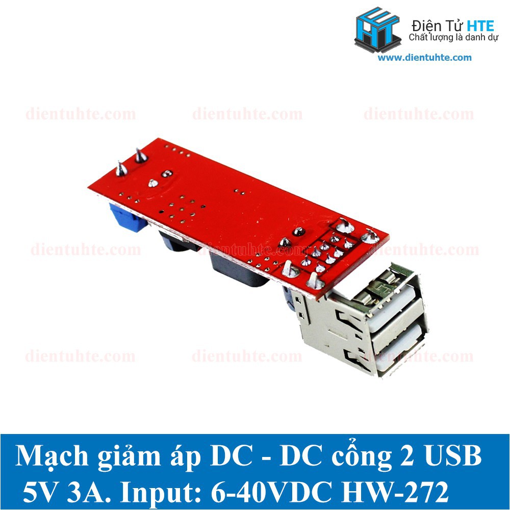 Mạch giảm áp DC-DC 5V 3A 2 cổng USB Sạc điện thoại HW-272