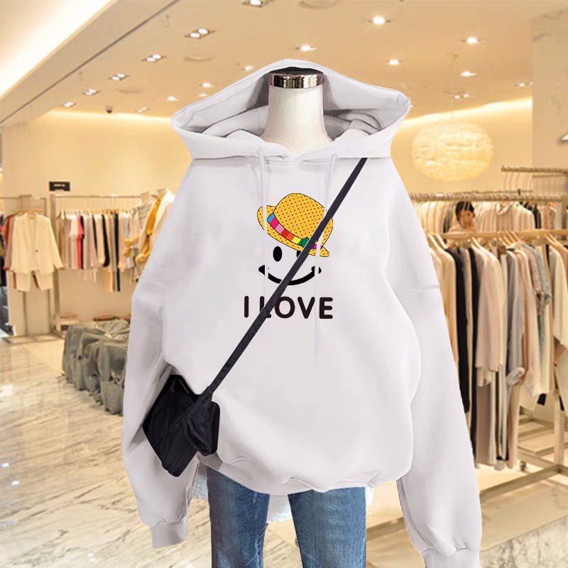 Áo hoodie I love, Áo nỉ Unisex from rộng, Chất nỉ ấm mặc không xù, thiết kế phong cách - MODY